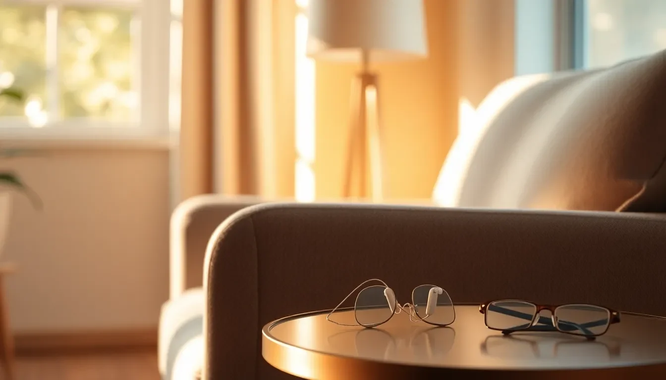 보청기를 착용하고 활짝 웃는 노부부