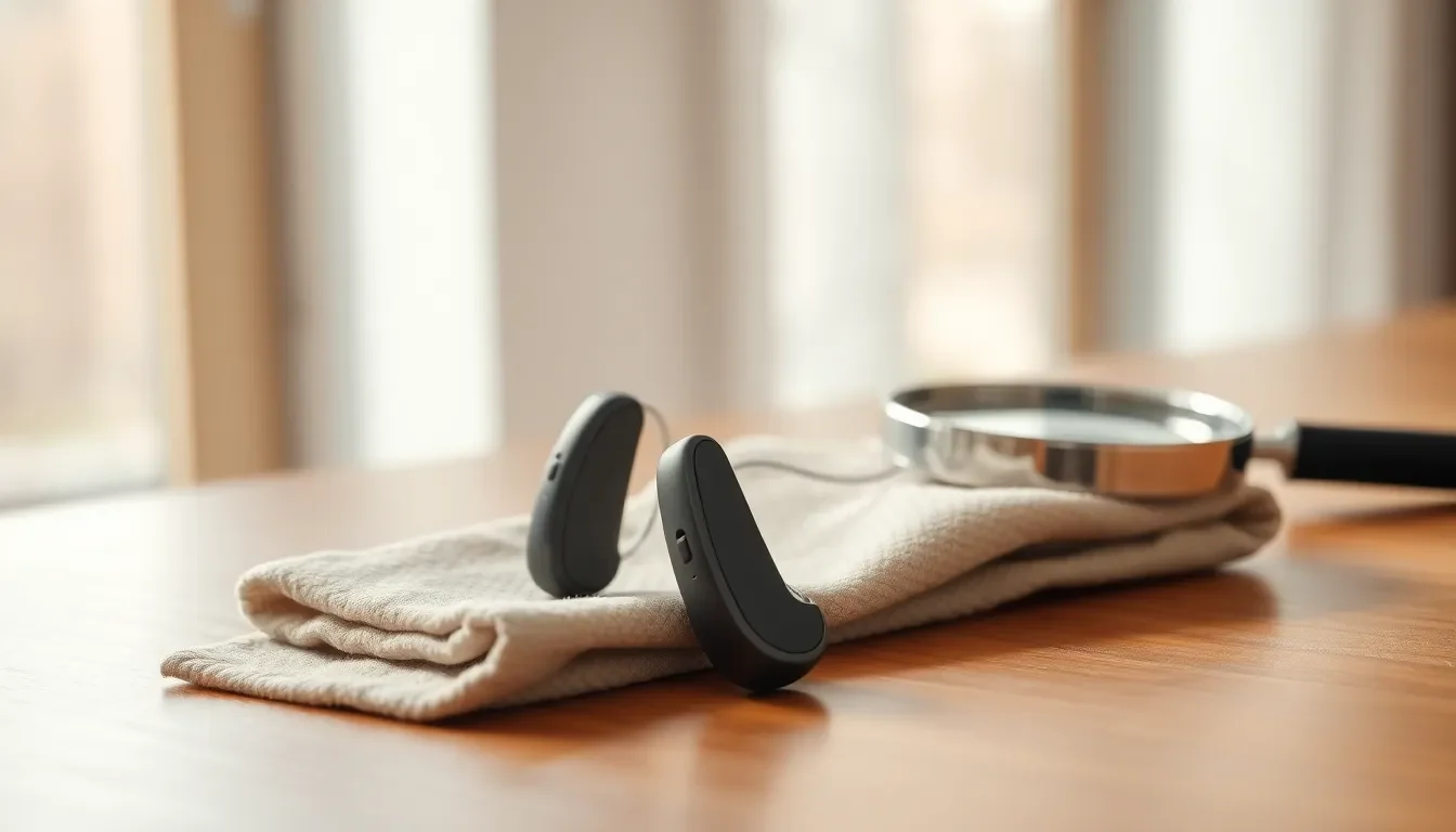 보청기를 꼼꼼히 관리하는 모습