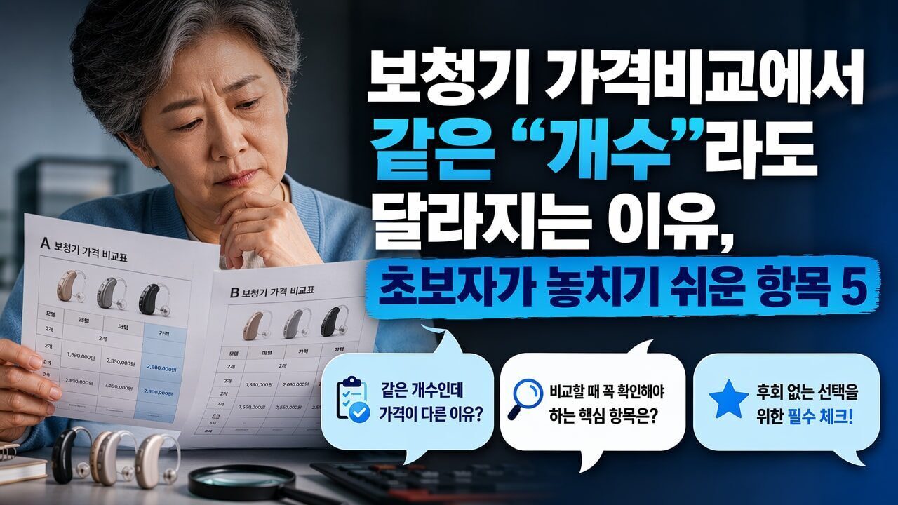 보청기 가격비교에서 같은 “개수”라도 달라지는 이유, 초보자가 놓치기 쉬운 항목 5