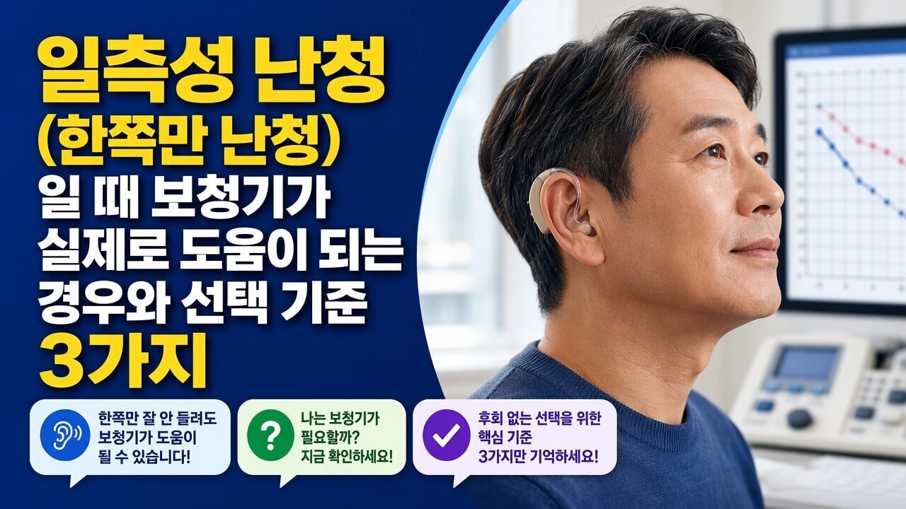 일측성 난청(한쪽만 난청)일 때 보청기가 실제로 도움이 되는 경우와 선택 기준 3가지